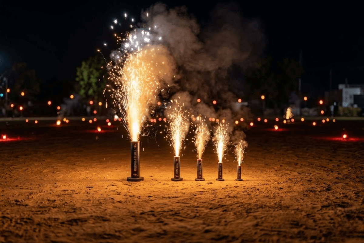 Mega tall fountain cracker — glitter rain finale from Sivakasi
